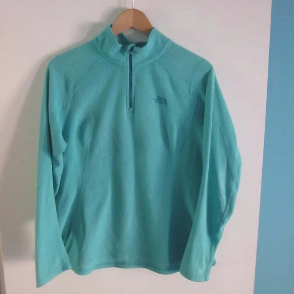 The North Face Womens Size M  Polartec Fleece Jacket 1/4 Zip Light Aqua Blue 42B